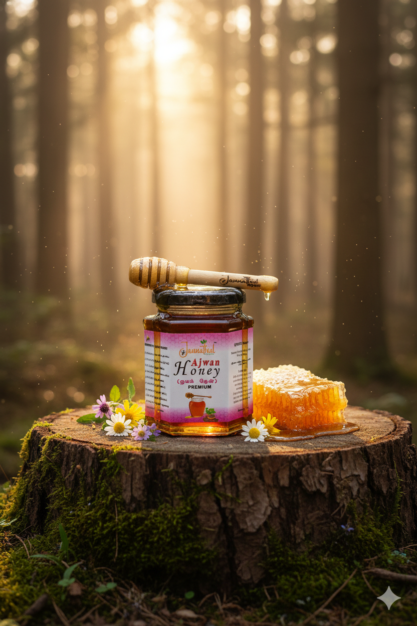 Ajwain Honey 350g | Natural Raw Honey from Ajwain Farms | Farm-Sourced β Jannathul Nayeem