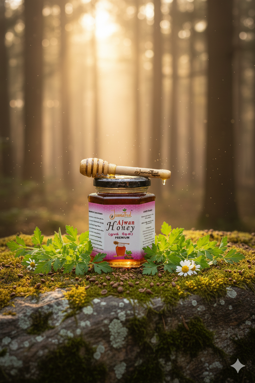 Ajwain Honey 350g | Natural Raw Honey from Ajwain Farms | Farm-Sourced – Jannathul Nayeem